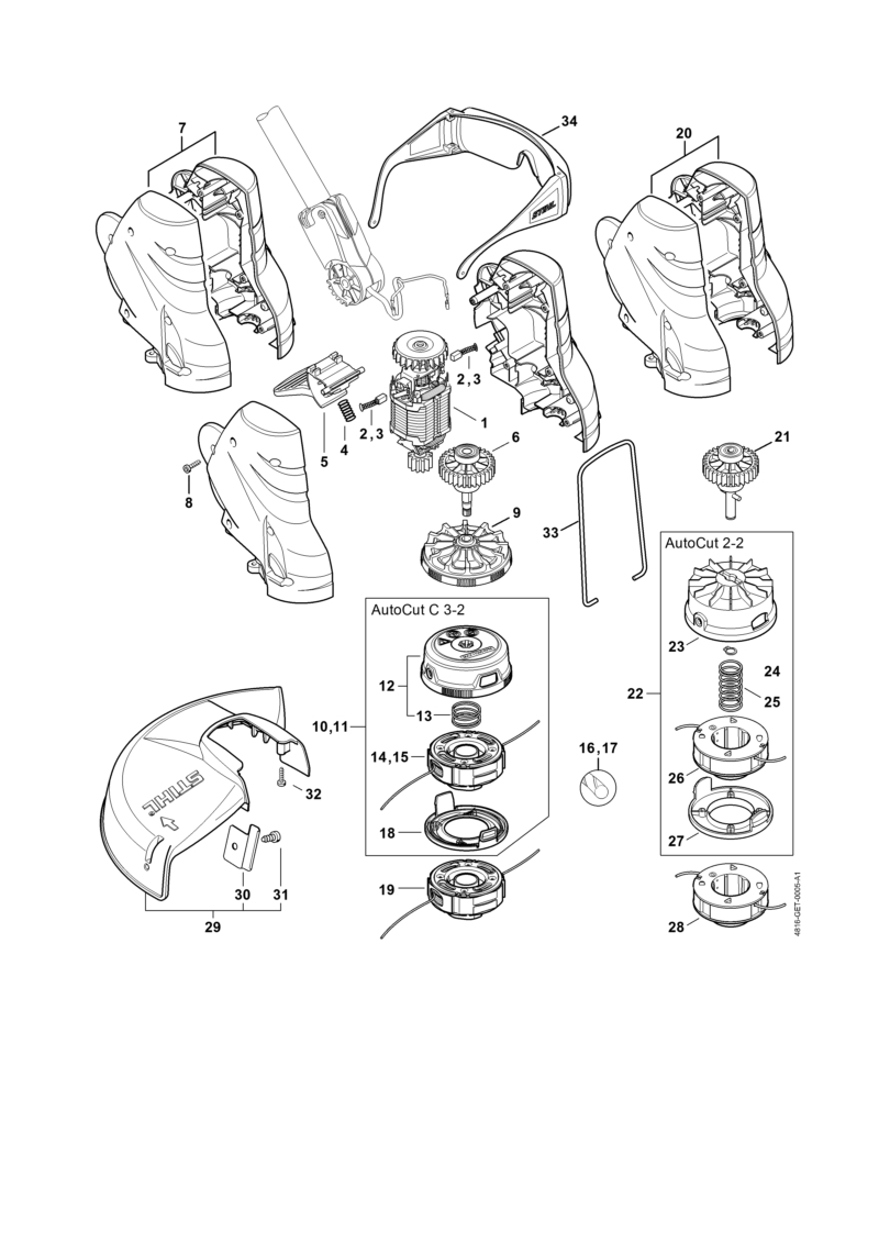 C - Moteur électrique, Tête faucheuse