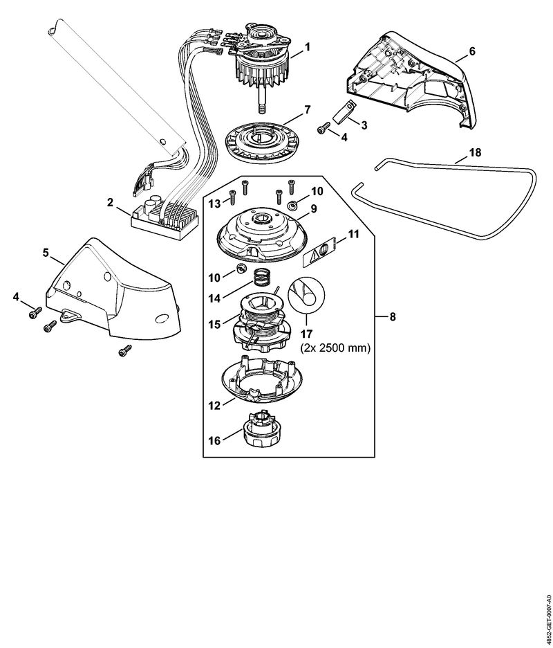 E - Moteur électrique, Tête faucheuse