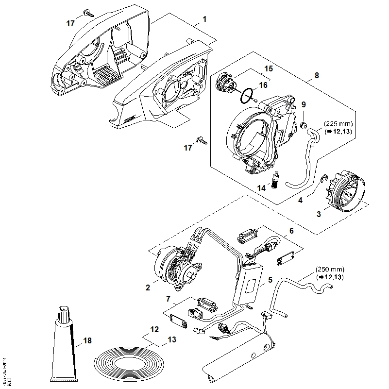 Carter moteur, Moteur électrique, Réservoir d'huile