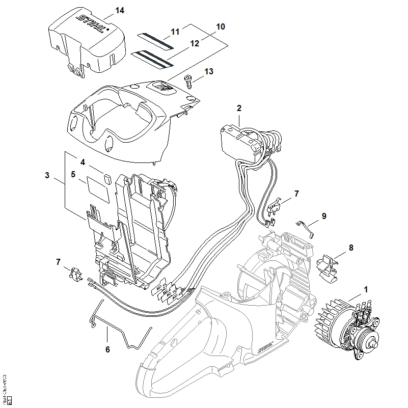 B - Moteur électrique, Module électronique, Capot