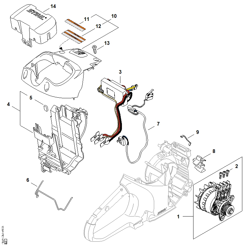 B - Moteur électrique, Module électronique, Capot