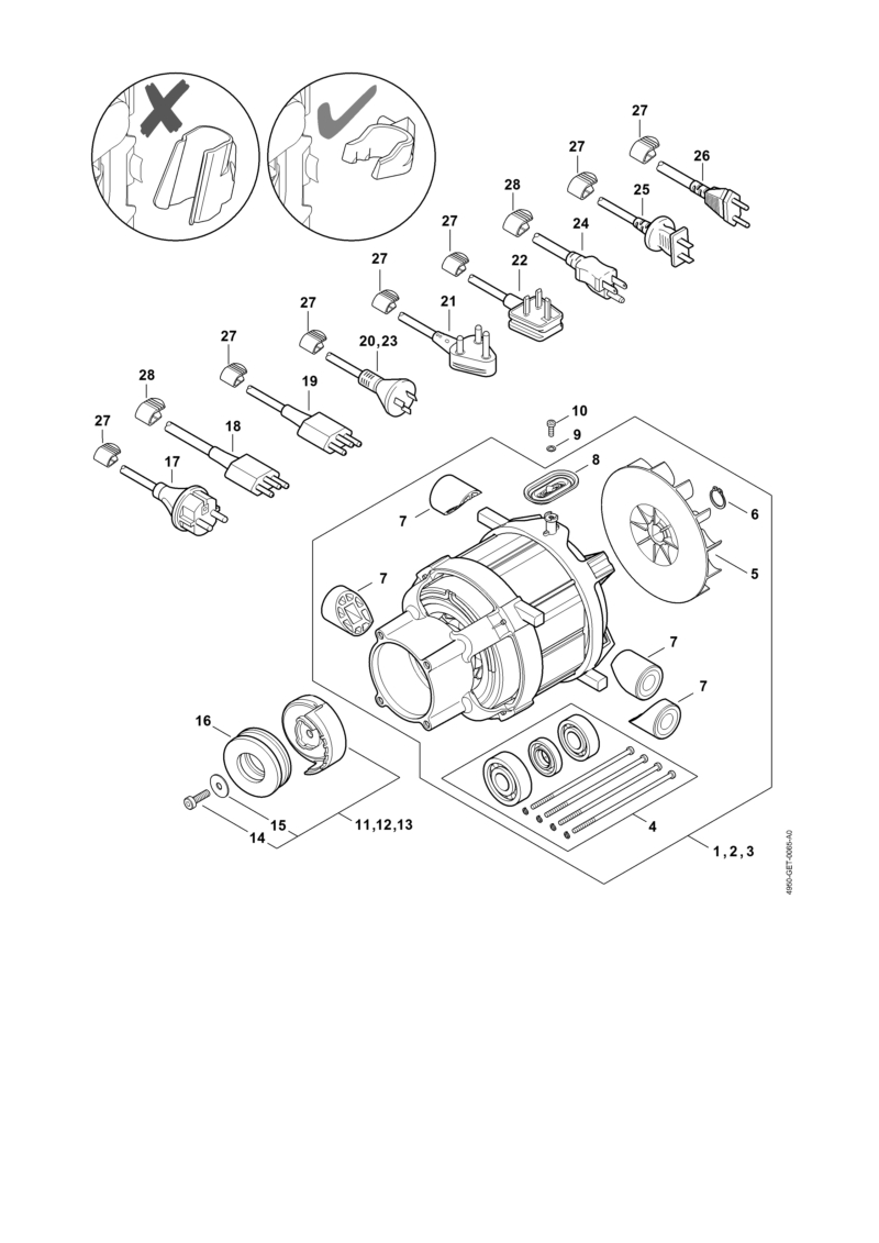 Moteur électrique, Câble d'alimentation