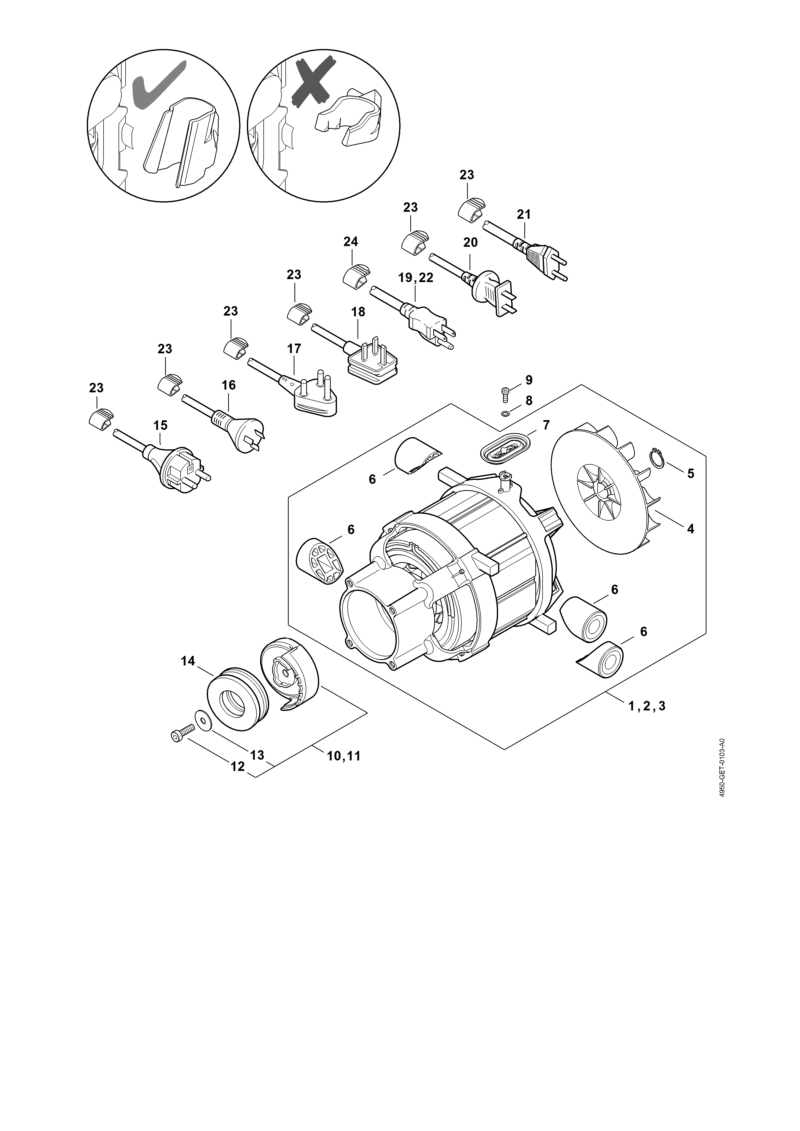 Moteur électrique, Câble d'alimentation