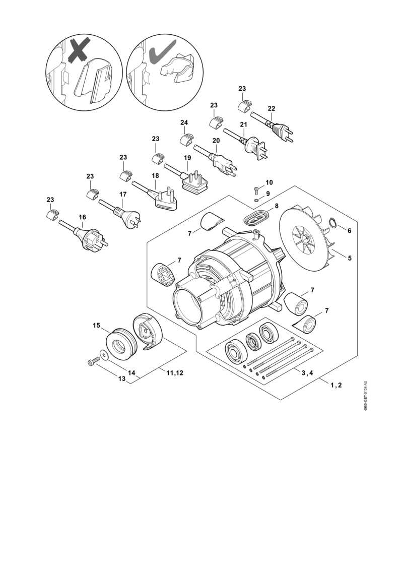 Moteur électrique, Câble d'alimentation
