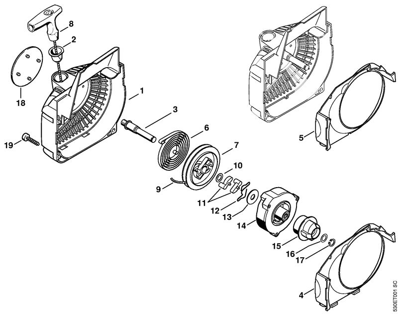 Carter de ventilateur avec lanceur