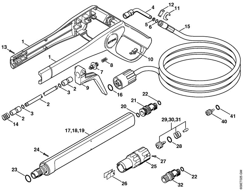 RE 102 K avec dispositif d'arrêt automatique: Pistolet, Lance