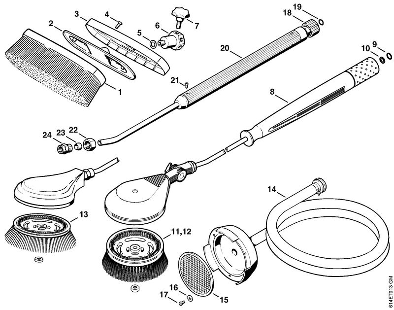 Brosse de lavage, Tuyau flexible d'aspiration