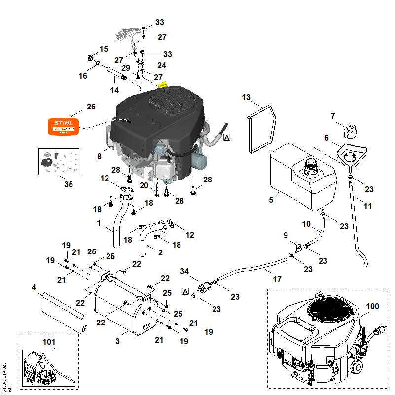 H - Moteur, reservoir