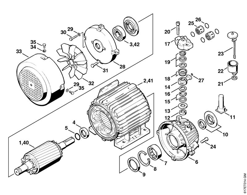 Moteur électrique RE 400 K, RE 401 K, Carter de pompe