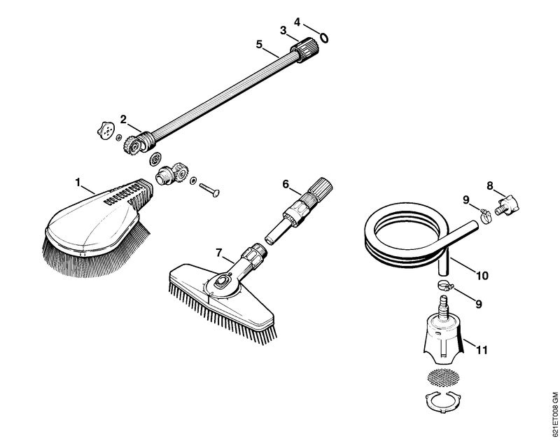 Brosse de lavage, Tuyau flexible d'aspiration
