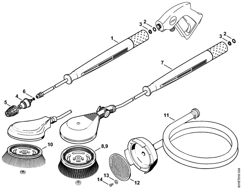 Turbo buse, Turbo brosse, Tuyau flexible d'aspiration