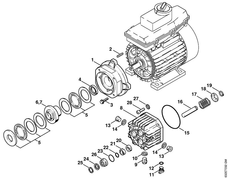 Carter de commande, Pompe