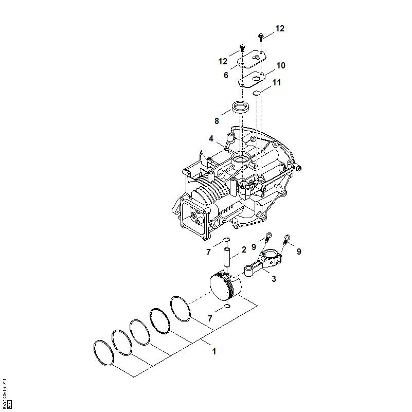 C - Carter de vilebrequin, piston, bielle