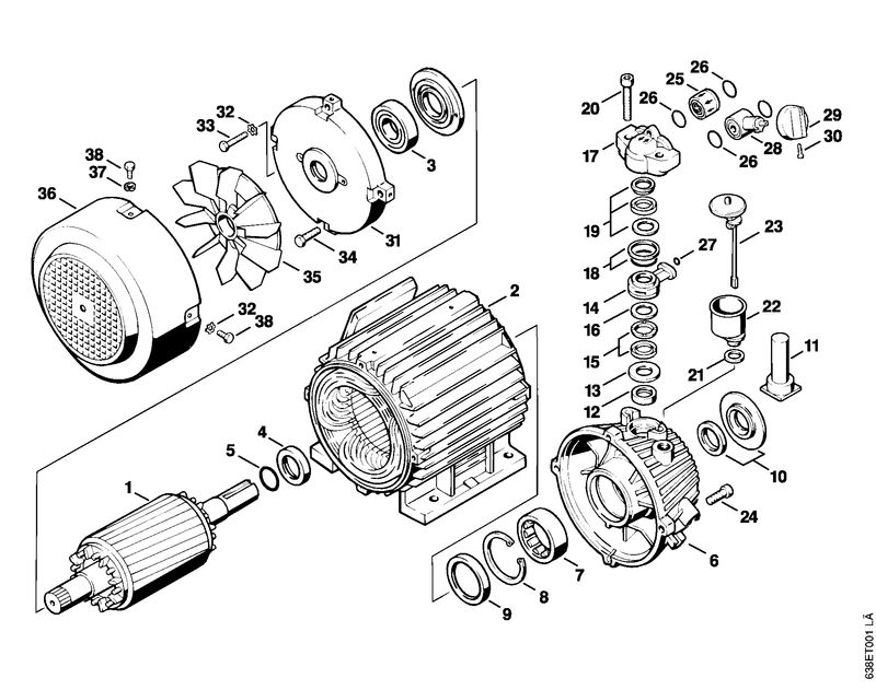 Moteur électrique, Carter de pompe