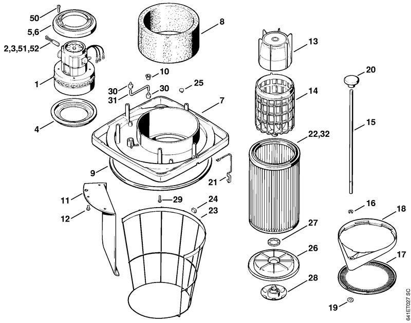 SE 200, 201, 202: Moteur électrique, Filtre