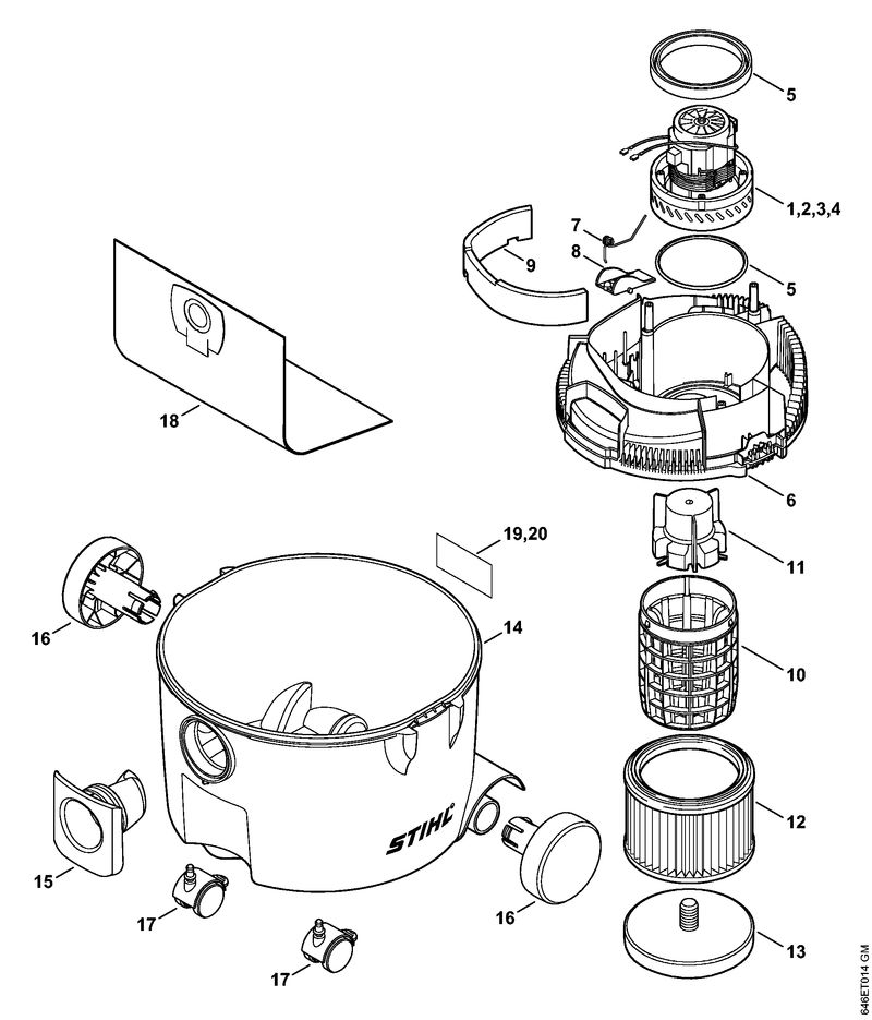 Moteur électrique, Filtre, Réservoir