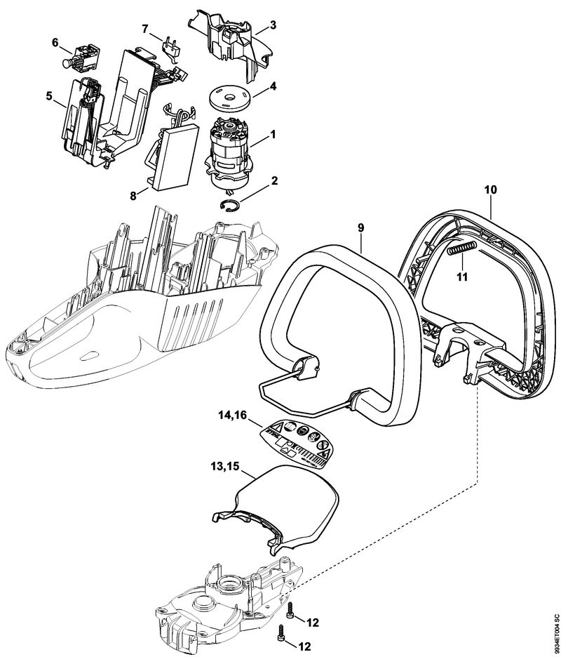 Moteur électrique, Module électronique, Levier de commande