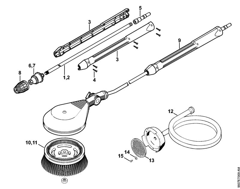 Turbo buse, Turbo brosse, Tuyau flexible d'aspiration