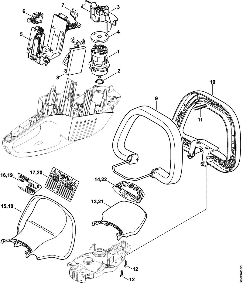 Moteur électrique, Module électronique, Levier de commande