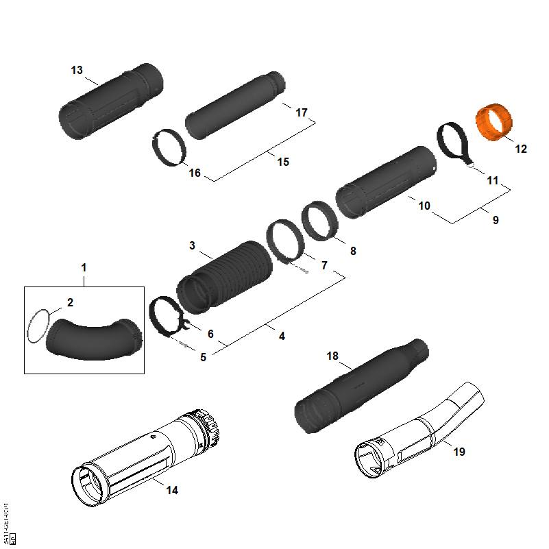 B - Tube à soufflet, Tube de soufflage