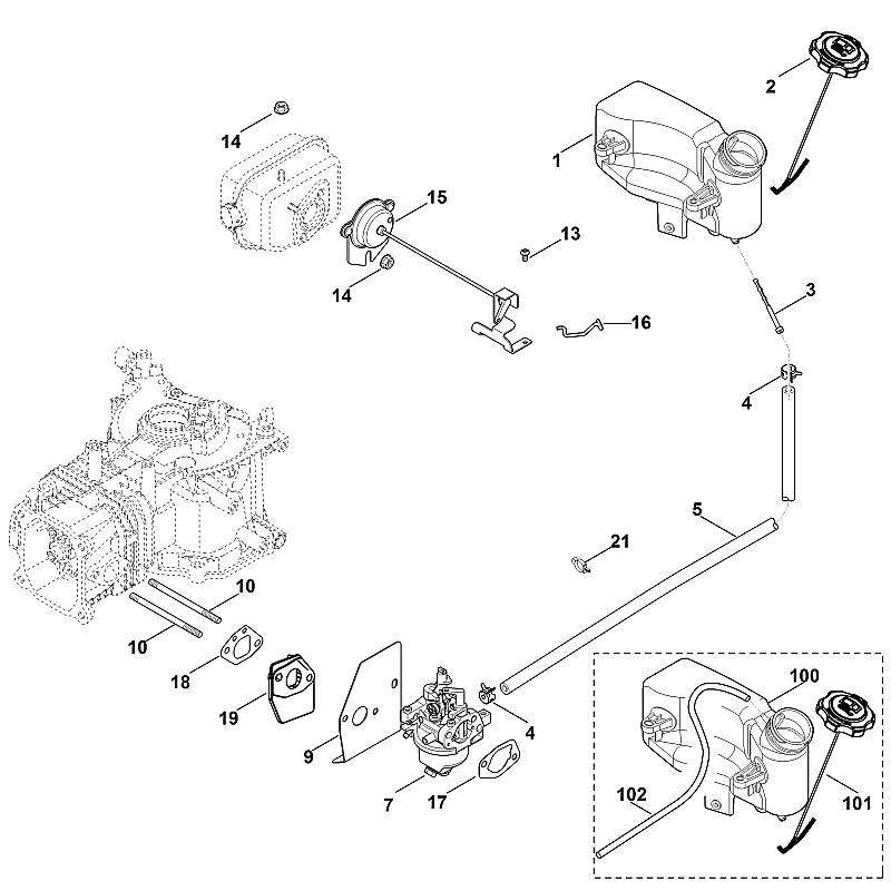 G - Carburateur, conduite d'alimentation en carburant