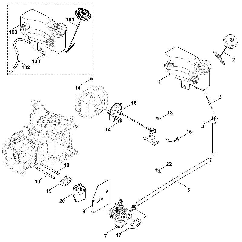G - Carburateur, conduite d'alimentation en carburant