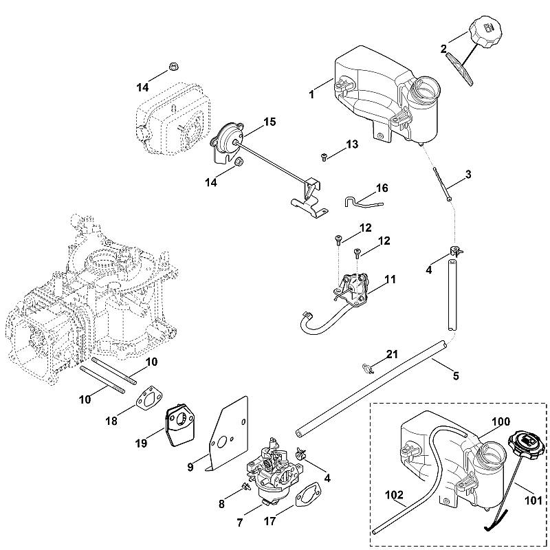 G - Carburateur, conduite d'alimentation en carburant