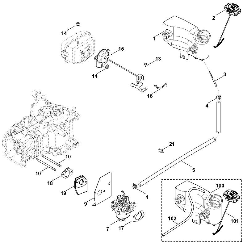 G - Carburateur, conduite d'alimentation en carburant