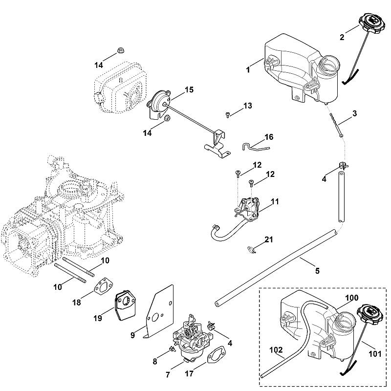 G - Carburateur, conduite d'alimentation en carburant
