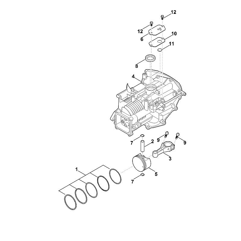 C - Carter de vilebrequin, piston, bielle