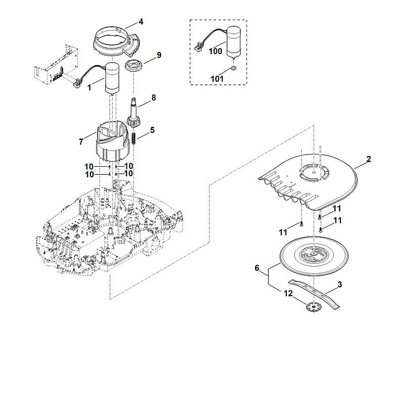 D - Plateau de coupe, réglage en hauteur