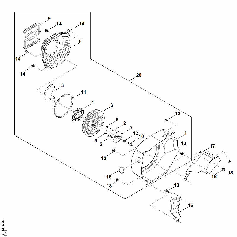 J - Système de démarrage, boîtier de ventilateur