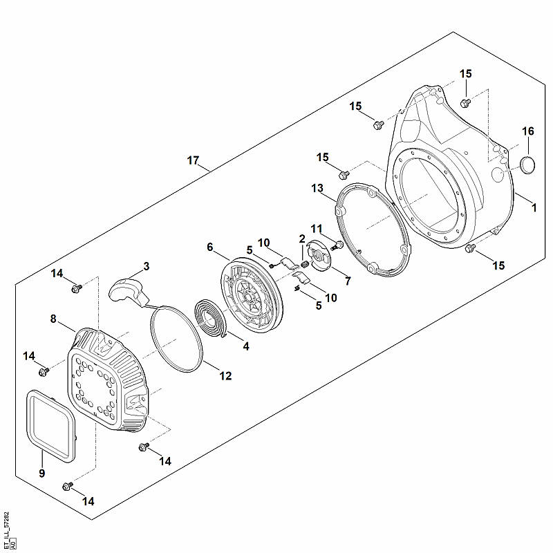 J - Système de démarrage, boîtier de ventilateur