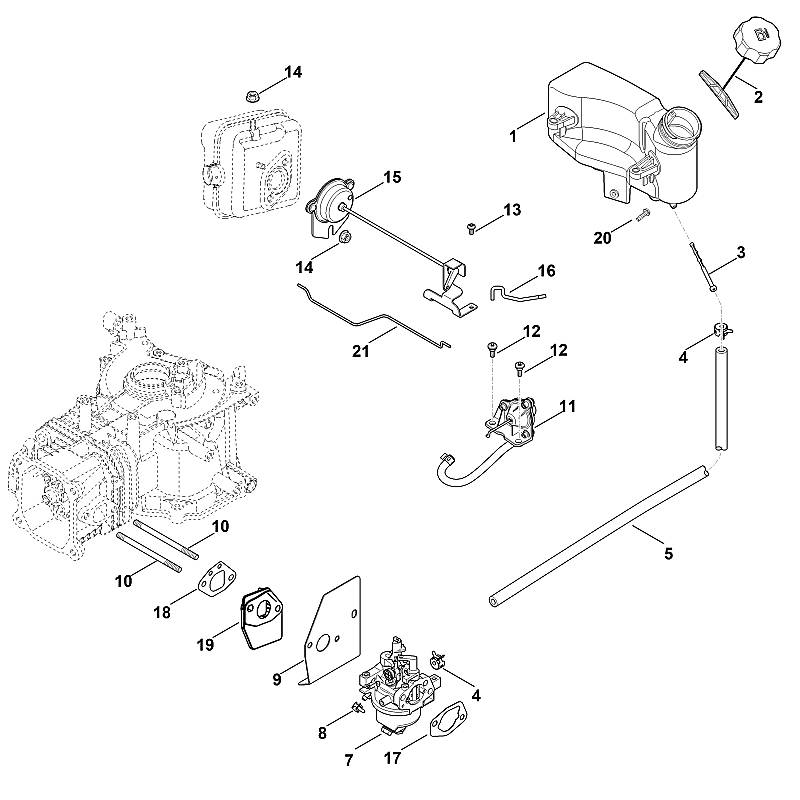 G - Carburateur, conduite d'alimentation en carburant