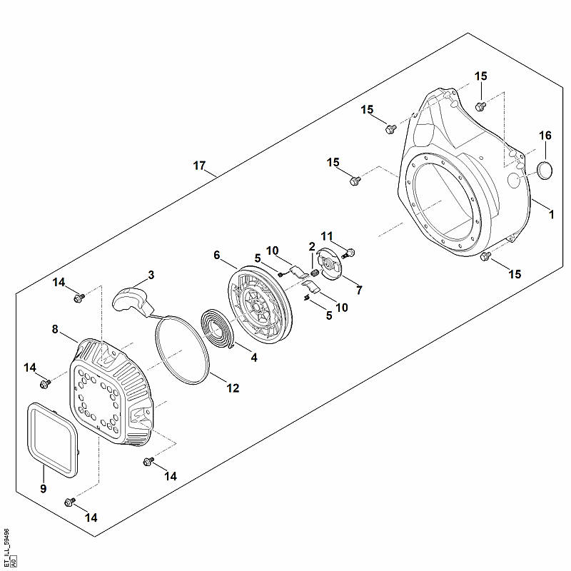 J - Système de démarrage, boîtier de ventilateur