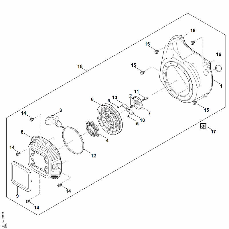J - Système de démarrage, boîtier de ventilateur