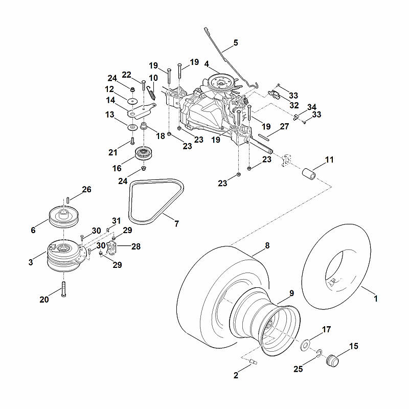 H - Transmission, roue arrière