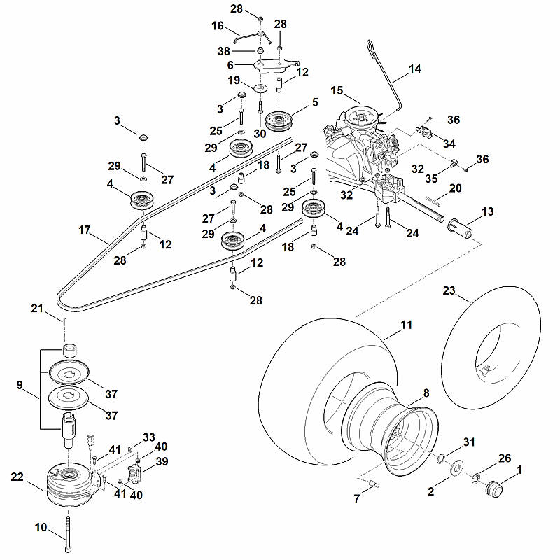 H - Transmission, roue arrière, embrayage de lame