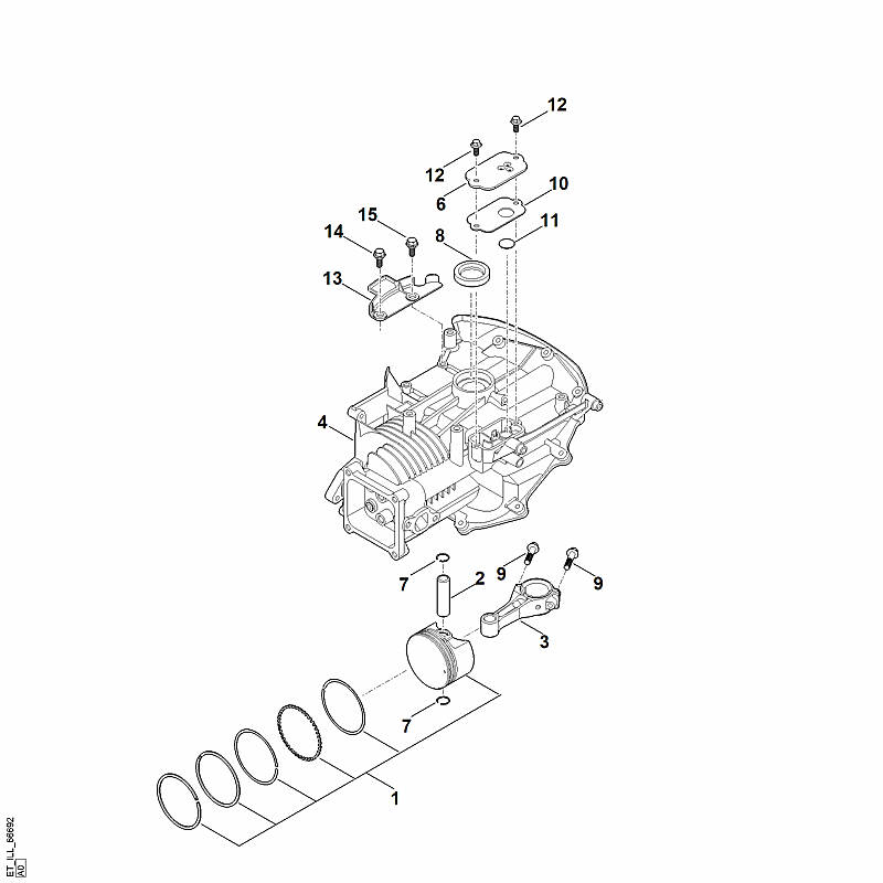 C - Carter de vilebrequin, piston, bielle