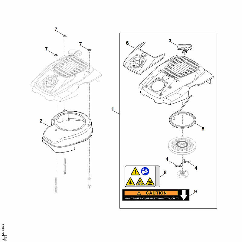 K - Système de démarrage, boîtier de ventilateur