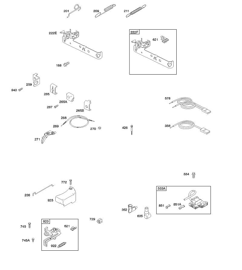 C - Frein, commandes, couvercles, ressort du régulateur, allumage