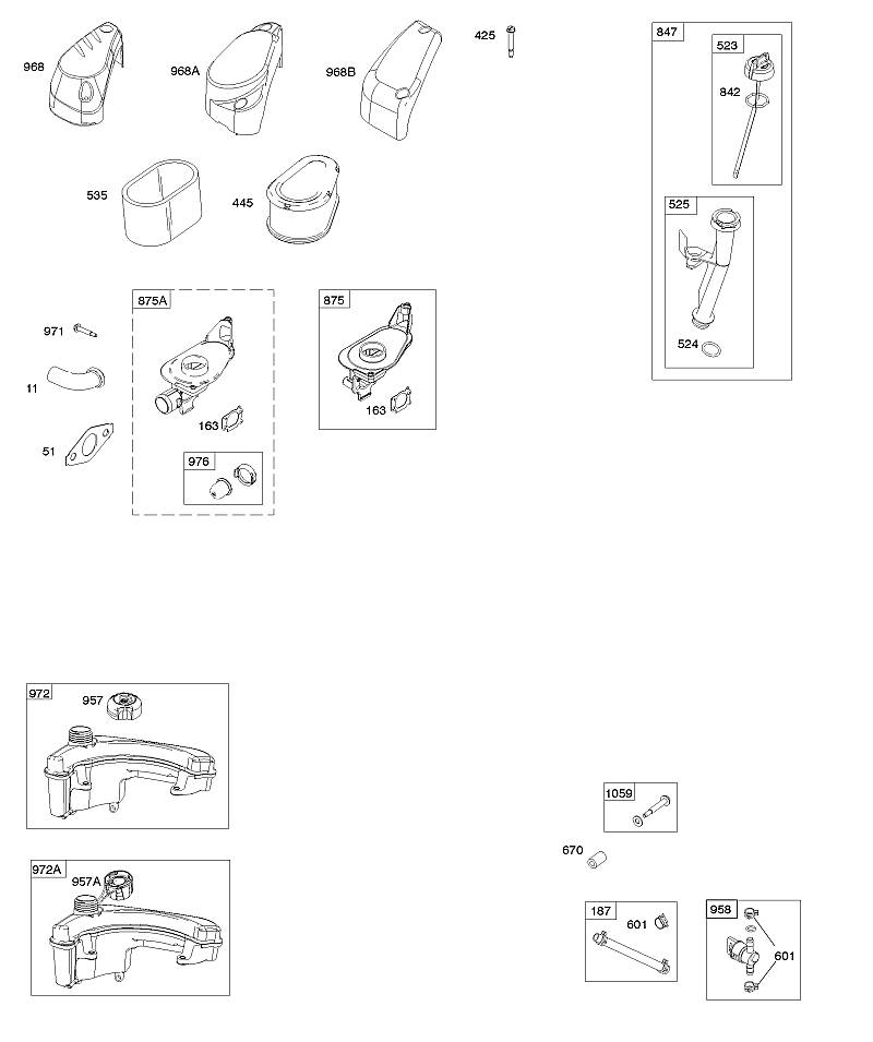 A - Filtre à air, alimentation en carburant, graissage