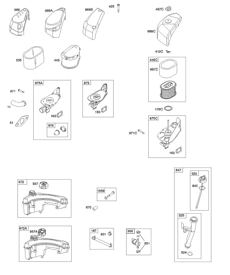 A - Filtre à air, alimentation en carburant, graissage
