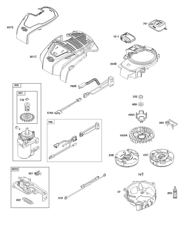 C - Armature de magnéto, éléments de commande, installation électrique, In-Start, moteur de démarreur, volant-moteur