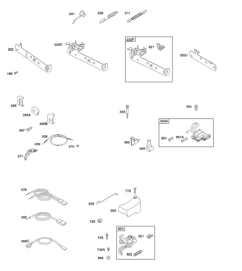 C - Frein, commandes, ressort du régulateur, allumage
