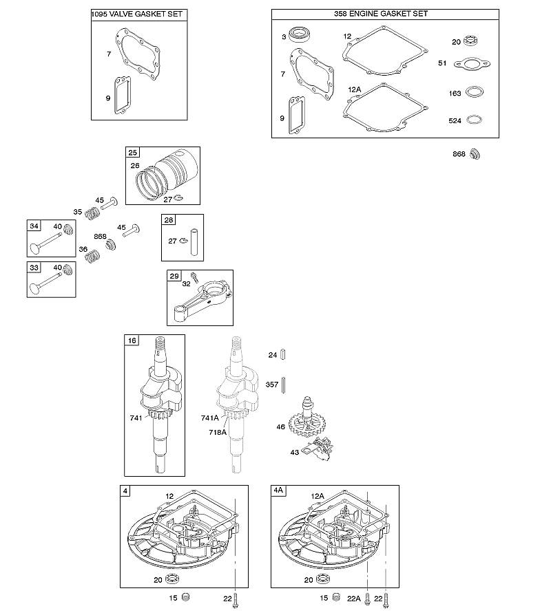 D - Arbre à cames, couvercle de carter de vilebrequin/carter d'huile, vilebrequin, jeu de joints – moteur, jeu de joints – soupape, piston/segments/bielle