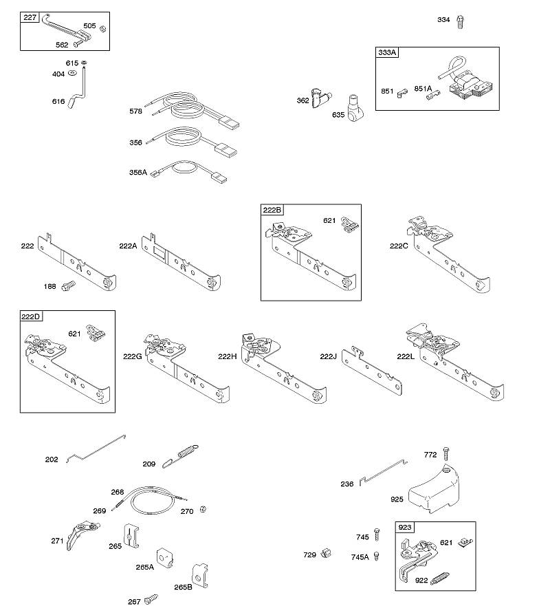 C - Frein, commandes, ressort du régulateur, allumage