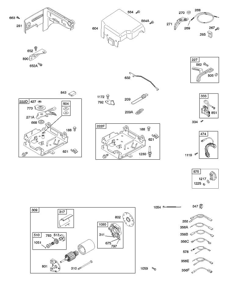 G - Démarreur électrique, ressorts du régulateur, allumage