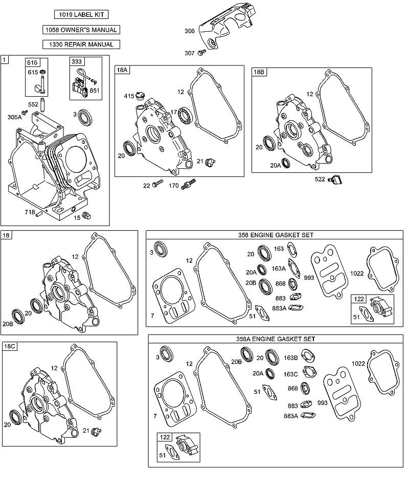 G - Couvercle de carter de vilebrequin/carter d'huile, cylindre, kits/joints - moteur
