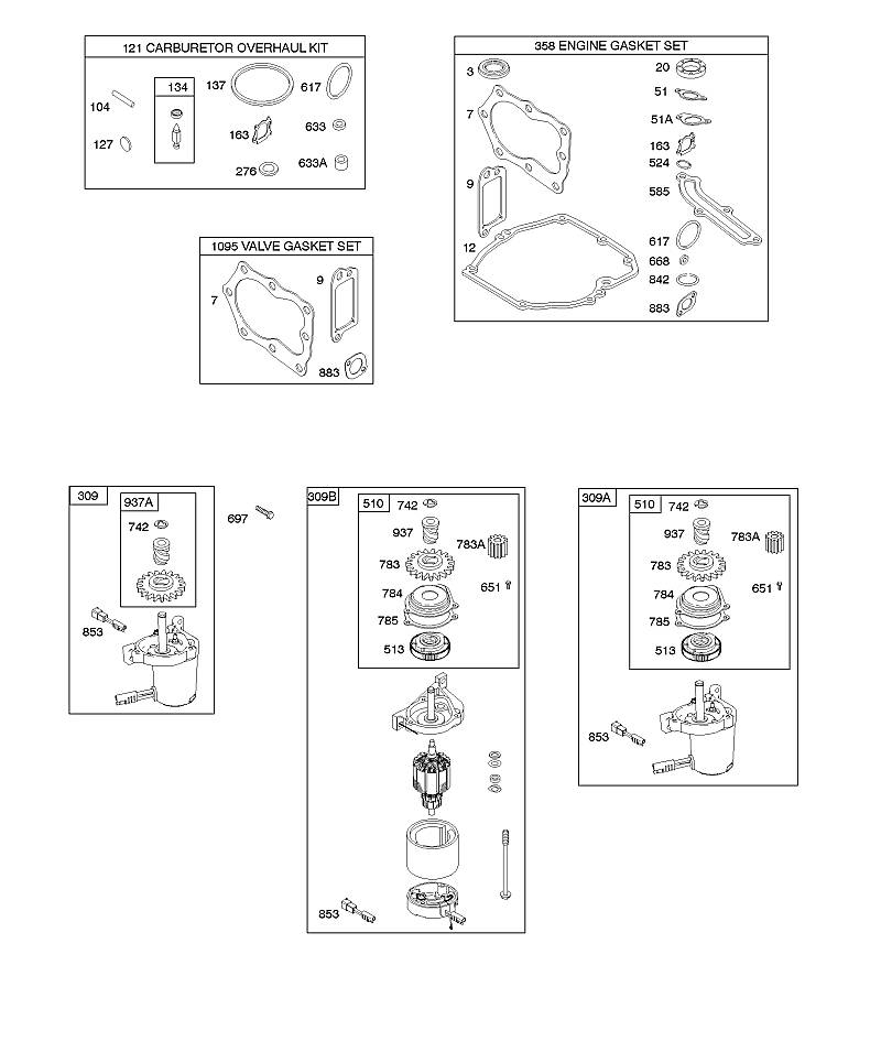 F - Démarreur électrique, kits de joints